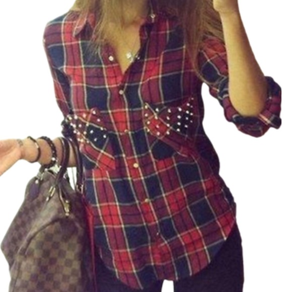 Zara Woman Studded Pocket Button Down Flannel - Picture 2 of 16